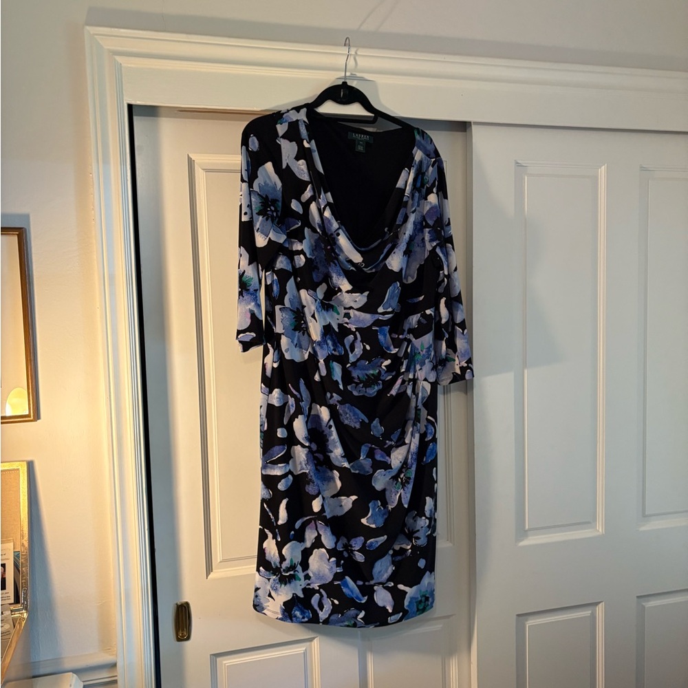Ralph Lauren Black and Blue Floral Maxi Dress